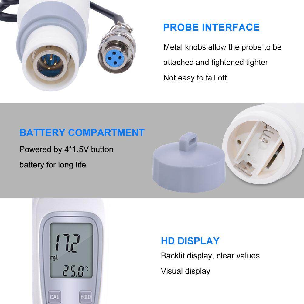 yieryi Dissolved Oxygen Meter Portable JPB-70A Water Quality Tester Dissolved Oxygen Detector