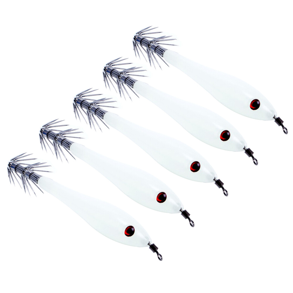 Pacers Outdoor 5Pcs 10cm Luminous Squid Hooks Cuttlefish Fishing Hard Lure Tackle Jigging Baits