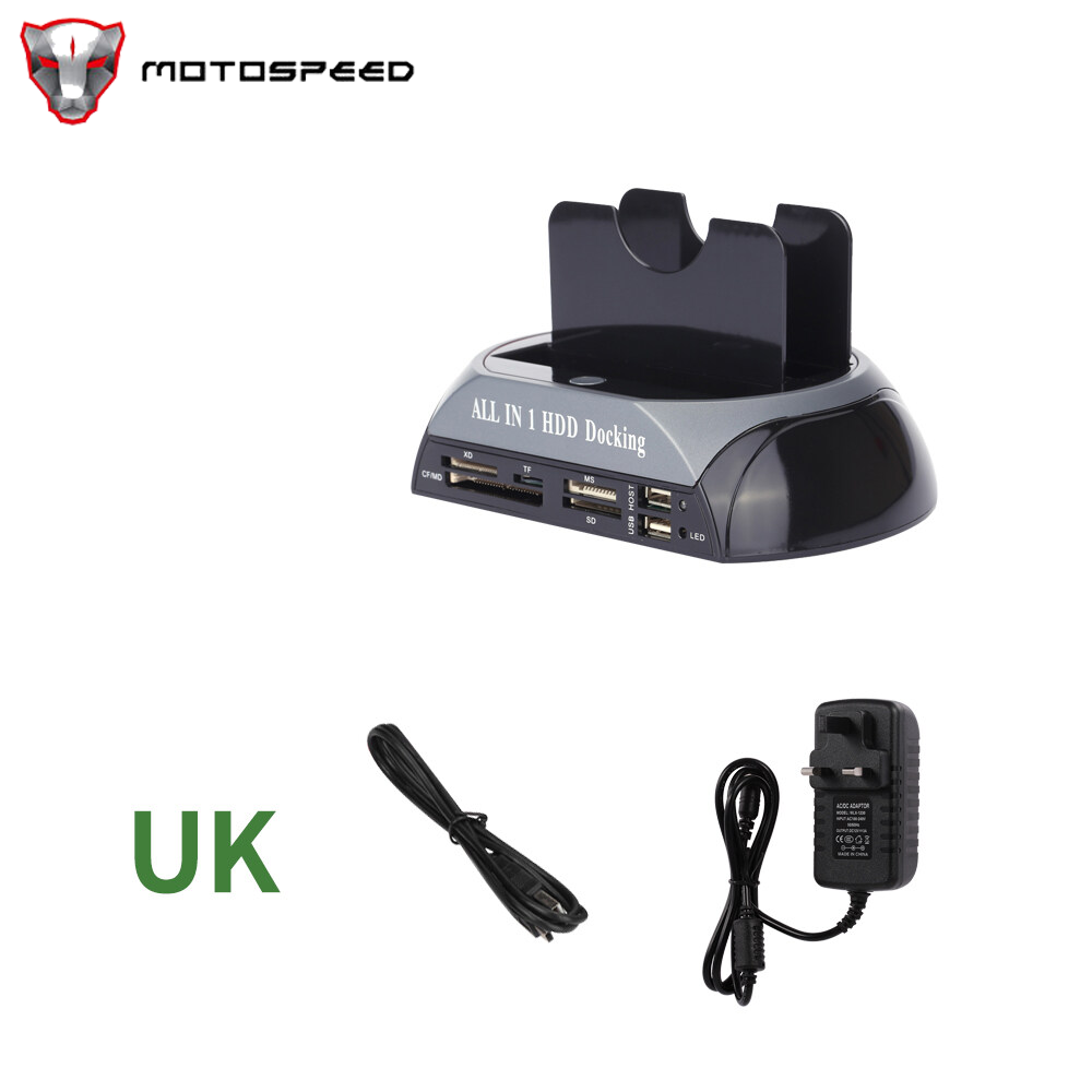 Multifunctional Hard Disk Base 2.5/3.5 inch IDE/SATA Mobile Hard Disk Base Dual-bay HDD Docking Station Black UK Plug