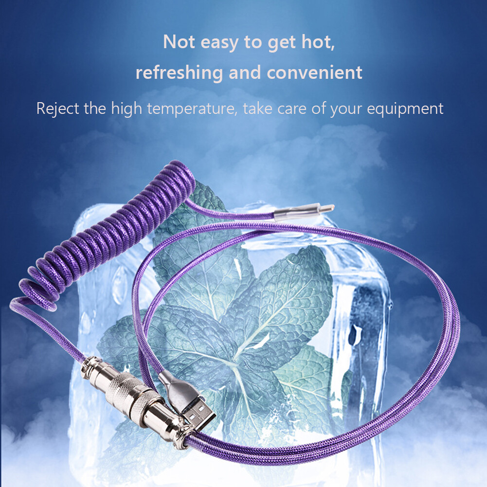 Mechanical Keyboard Aviator Cable Coiled Type-C USB Aviation Connector Spring Wire Desktop Computer Decoration Charging Cord Kit Accessory