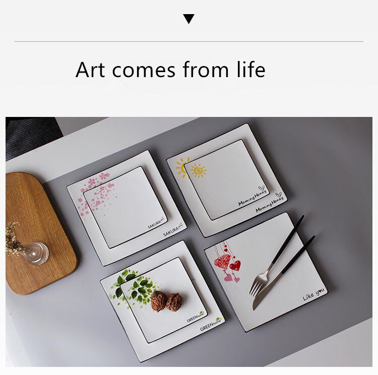 Gambar (Ready stock) 2pcs Nordic Creative Ceramic Baking Pan Deep Rectangular Bowl Cheese Baked Rice Plate Microwave Oven   Dinner plate   ceramic plate