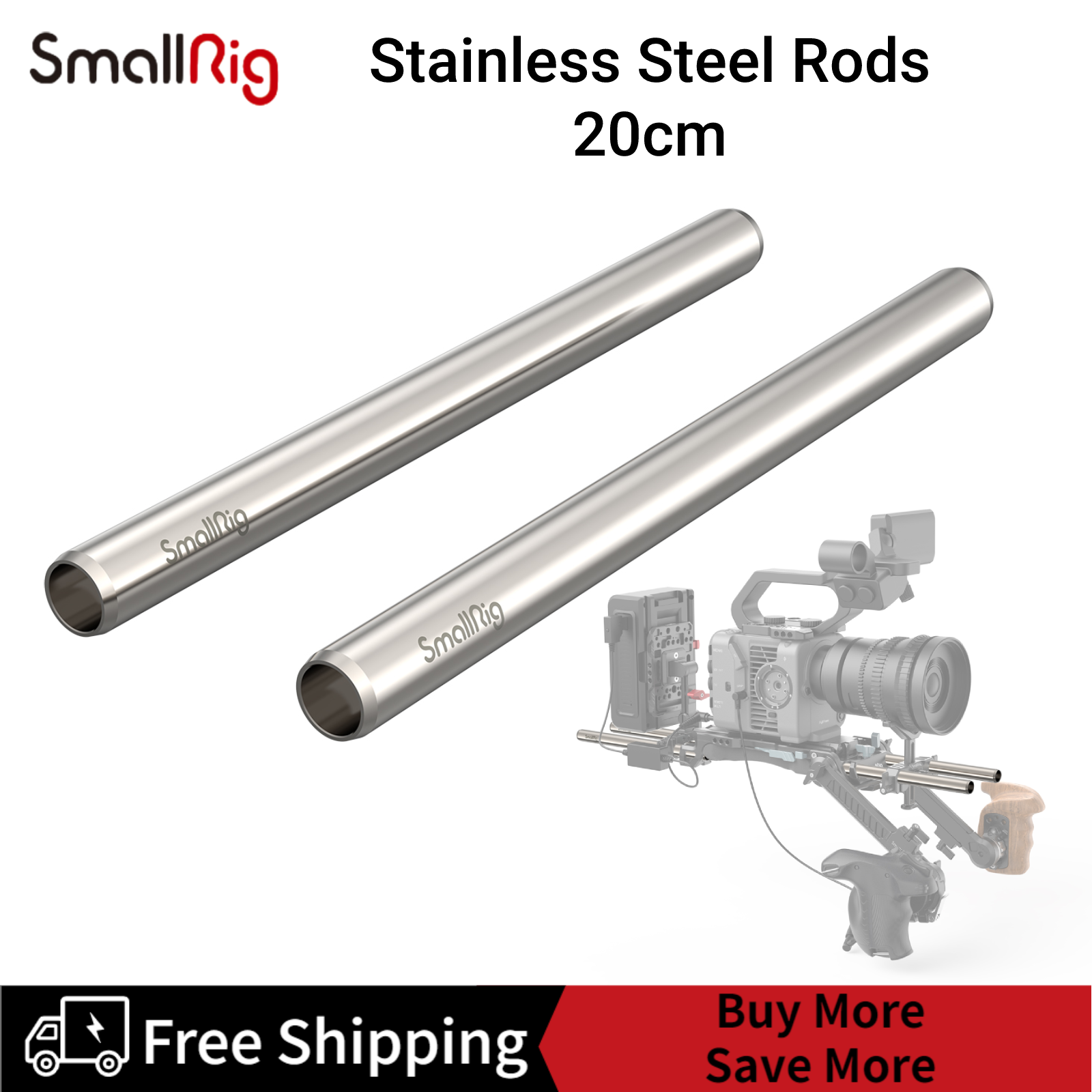 SmallRig Thanh Thép Không Gỉ 15Mm-20Cm 8 "(2 Cái) 3683