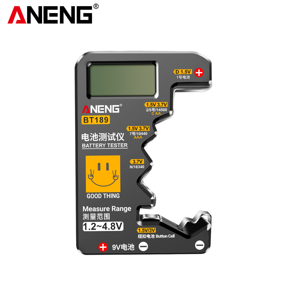 Battery tester, digital power detector, LCD LED display, measurement instrument