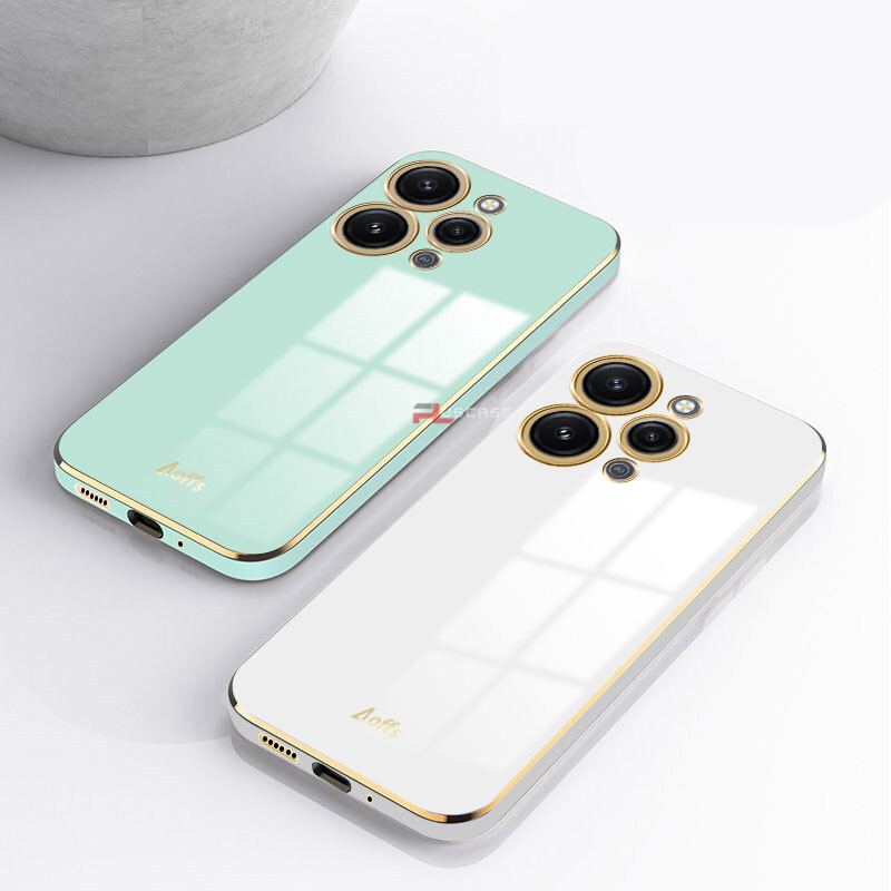 PlusCase for Xiaomi Redmi 12 4G 6D Plating Soft Case Lens Protector Square Frame Silicone Glossy Shockproof Phone Back Cover