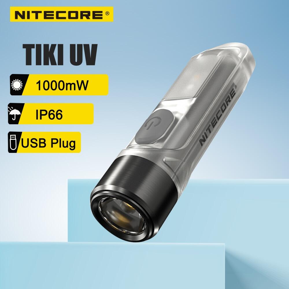 Nitecore tiki uv mini led flashlight 1000mw ultraviolet usb rechargeable keychain light portable outdoor camping pocket light