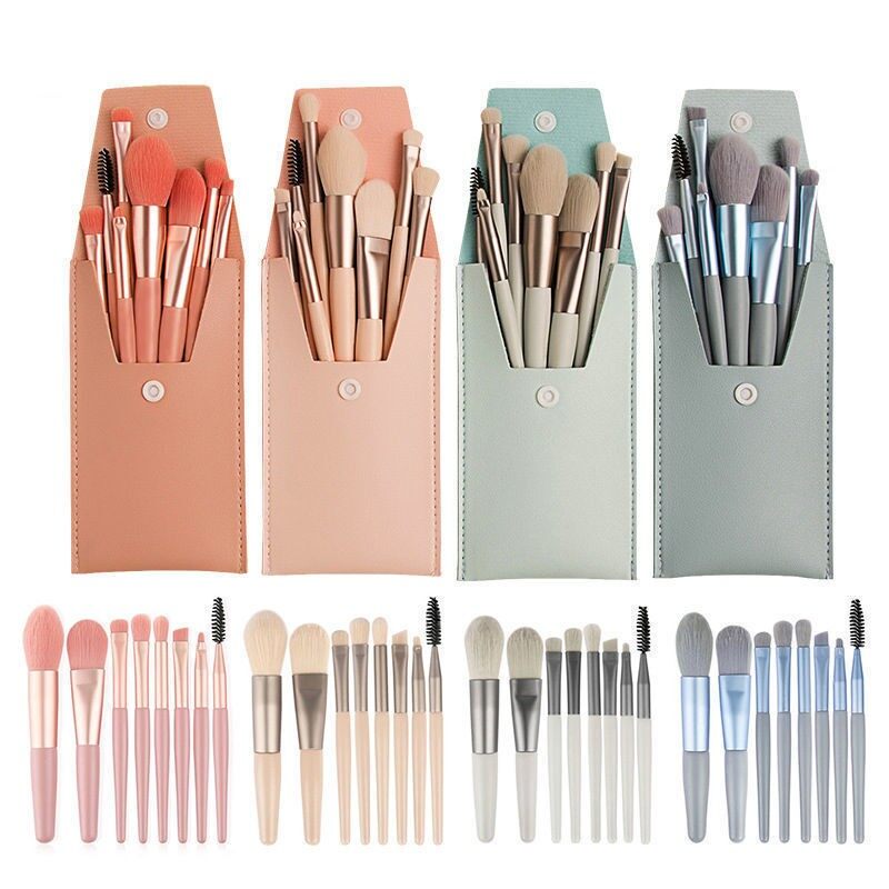8pcs/set Morandi color makeup brushes, soft bristles, portable beauty tools