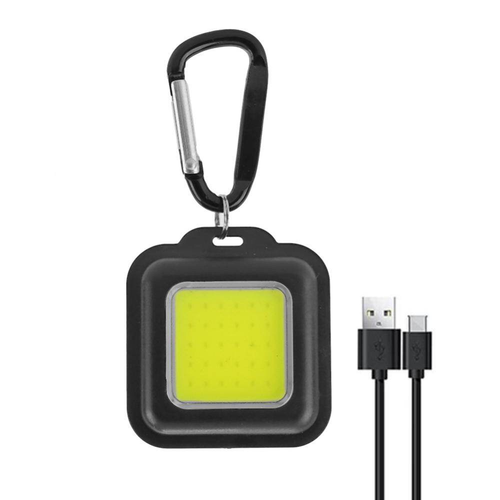 Portable COB LED Flashlight USB Rechargeable Keychain Camping Emergency Light