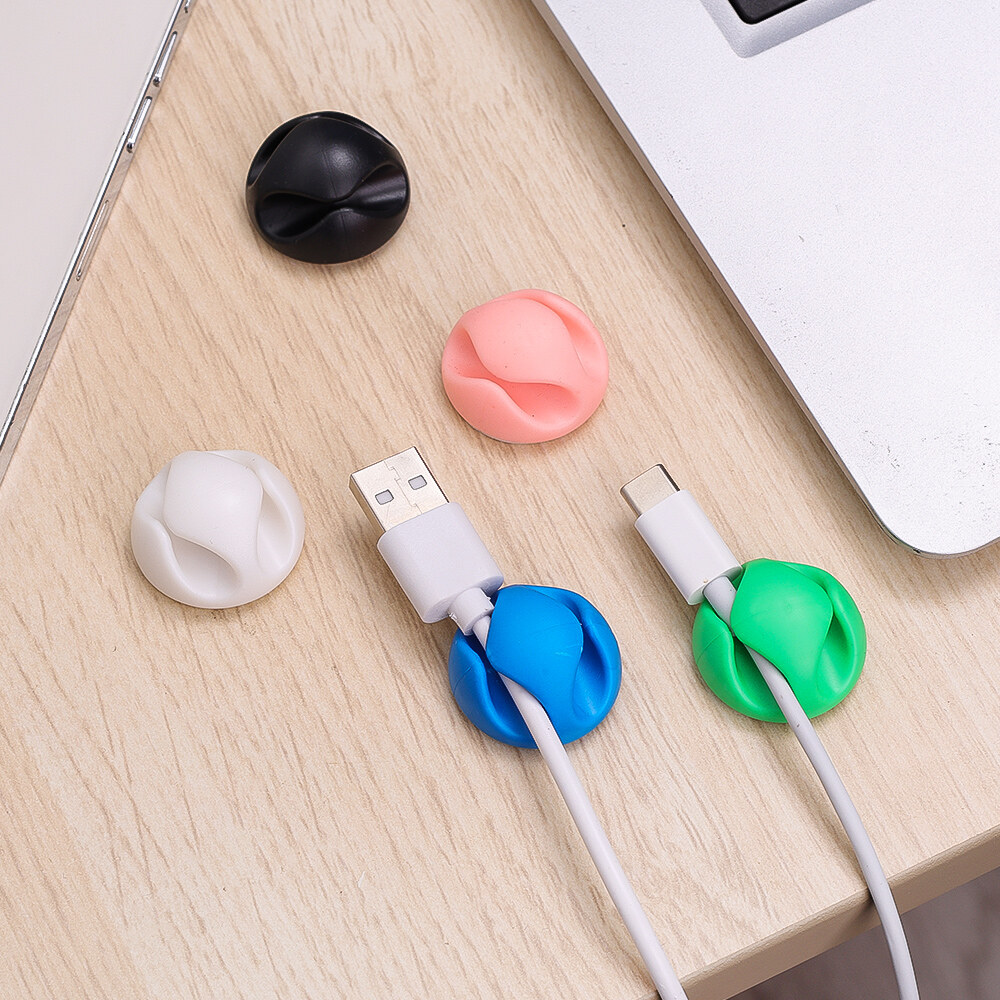 Cable Organizer Silicone USB Cable Winder Flexible Cable Management Clips for Mouse Earphone Holder