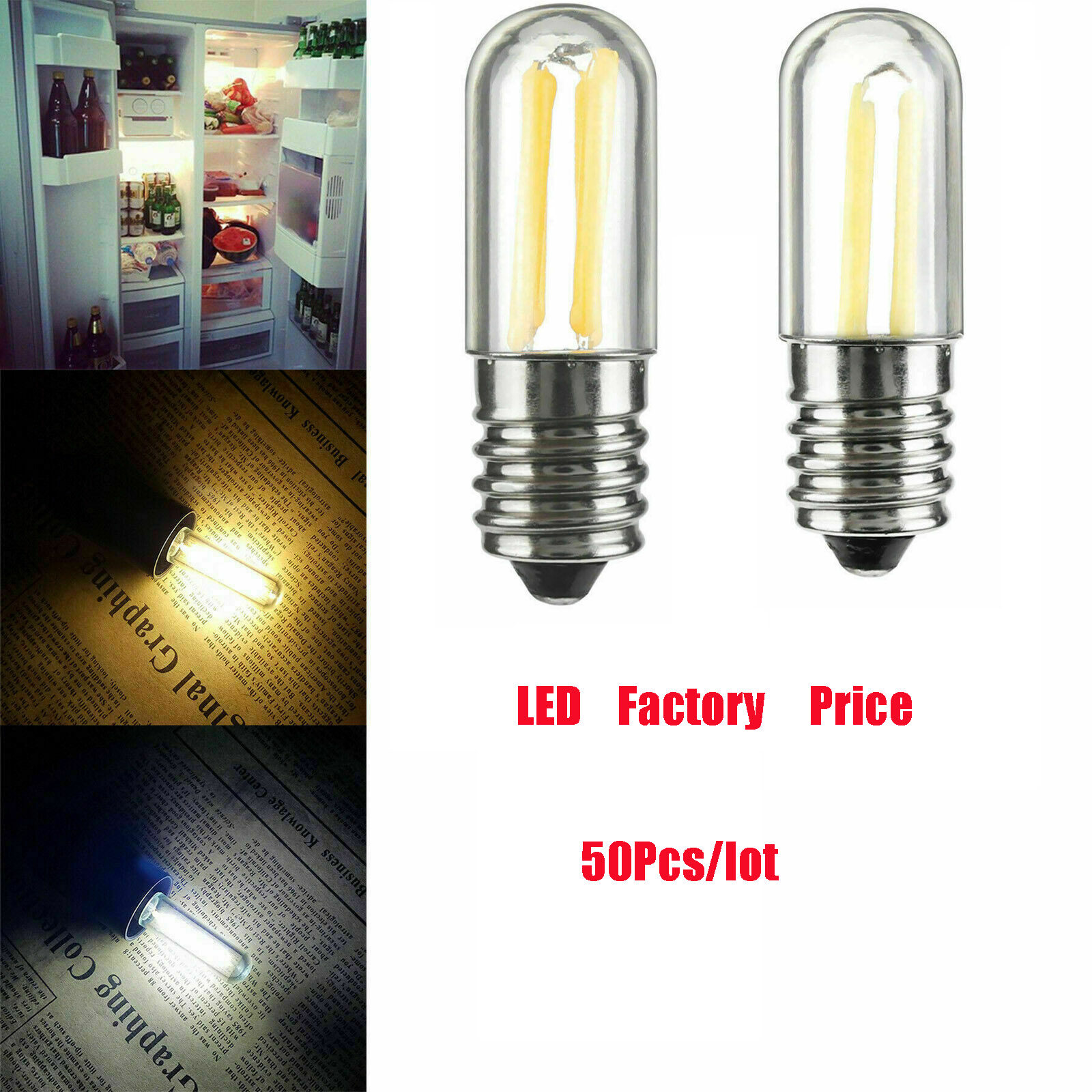 Dimmable E14 E12 LED Refrigerator Light Bulb 4W 2W 1W Freezer Filament Lamps ED 