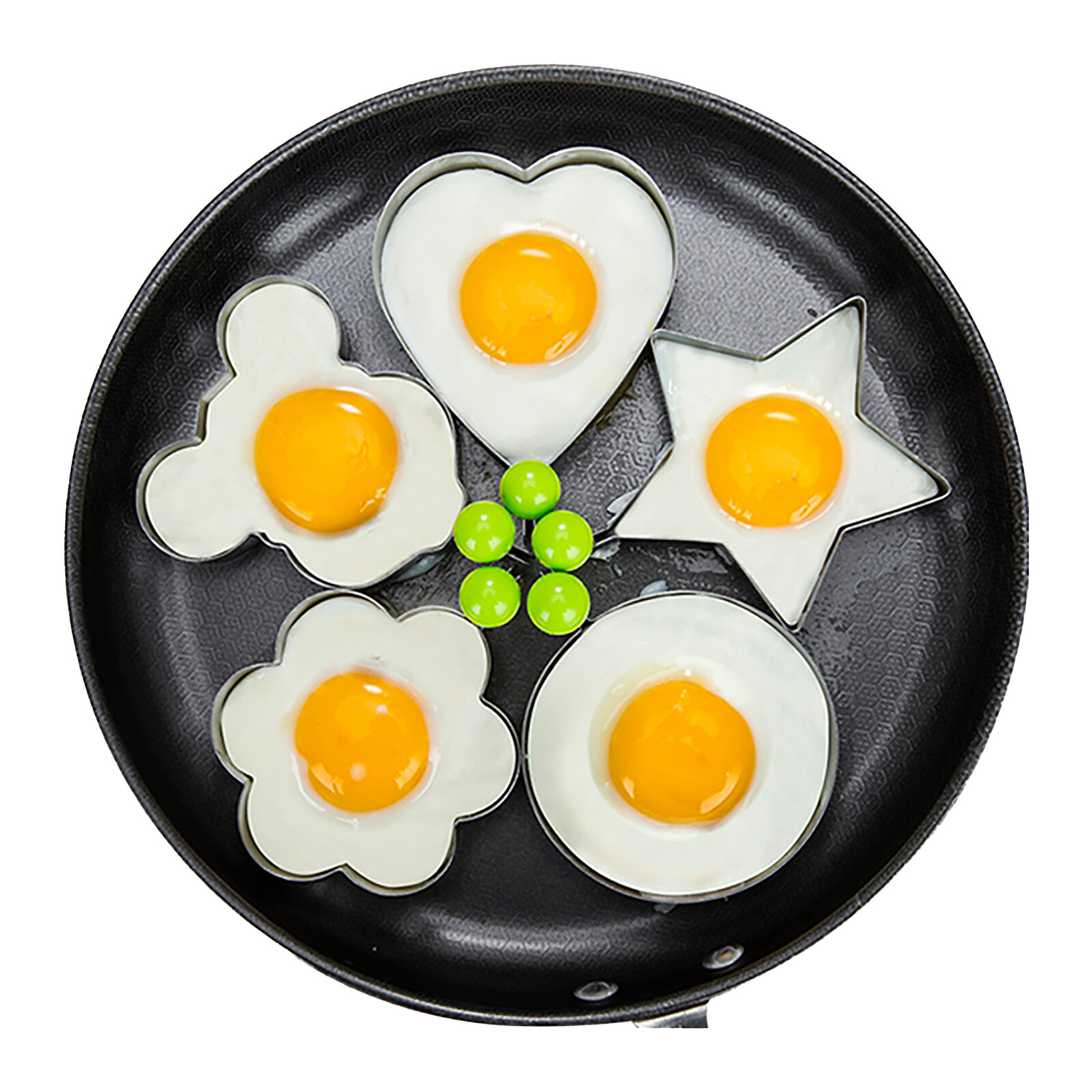 Jiam Stainless Steel 5pcs Fried Egg Pancake Omelette Mold Frying Egg Cooking Tools