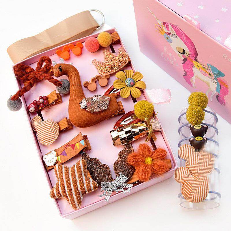 24pcs/Set Baby Girl Hair Clips Cartoon Kids Girl Hair Clip Barrettes Bow Crown Flower Hairpins Baby Hair Accessories