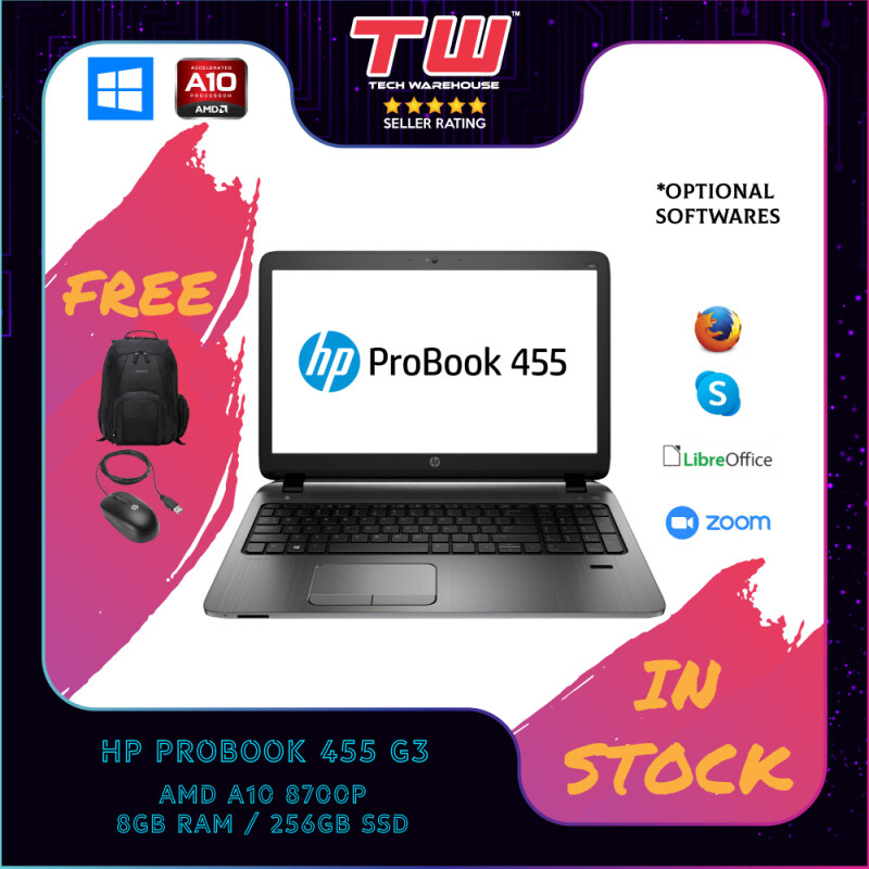 HP PROBOOK 455 G3 / AMD A10 / 8GB RAM / 256GB HDD / WINDOWS OS Malaysia