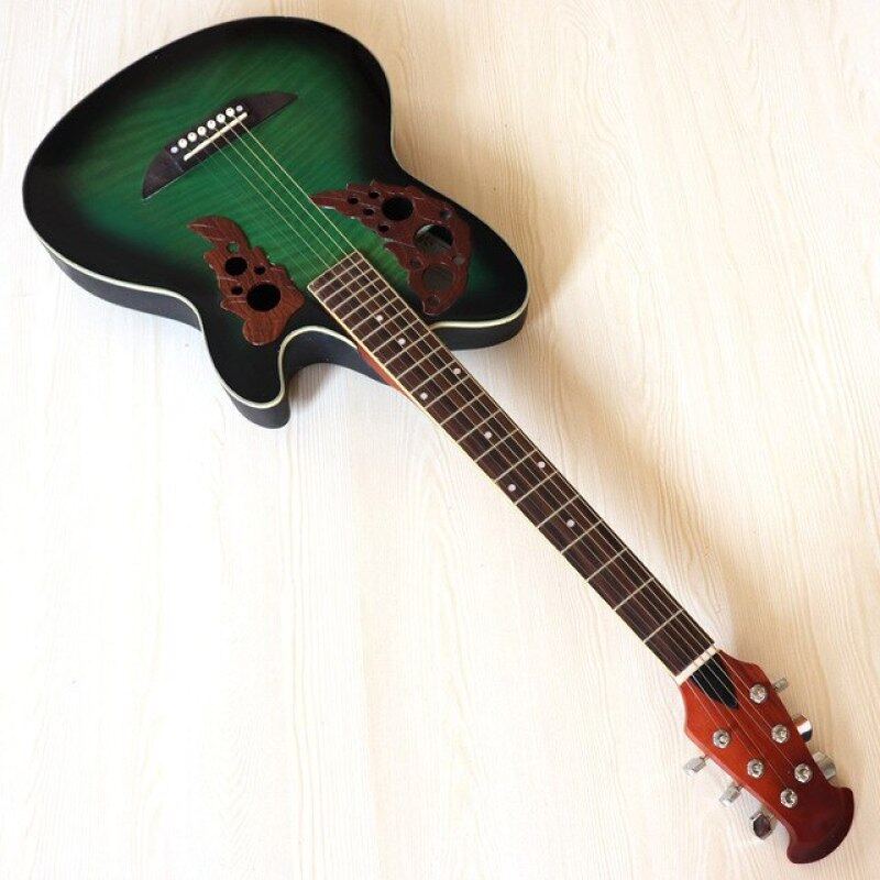 Stok 38 Inci Pusingan Belakang Gitar Akustik Elektrik Basswood Atas Gloss Tinggi 6 String Gitar Rakyat dengan Kelemahan Kecil Malaysia
