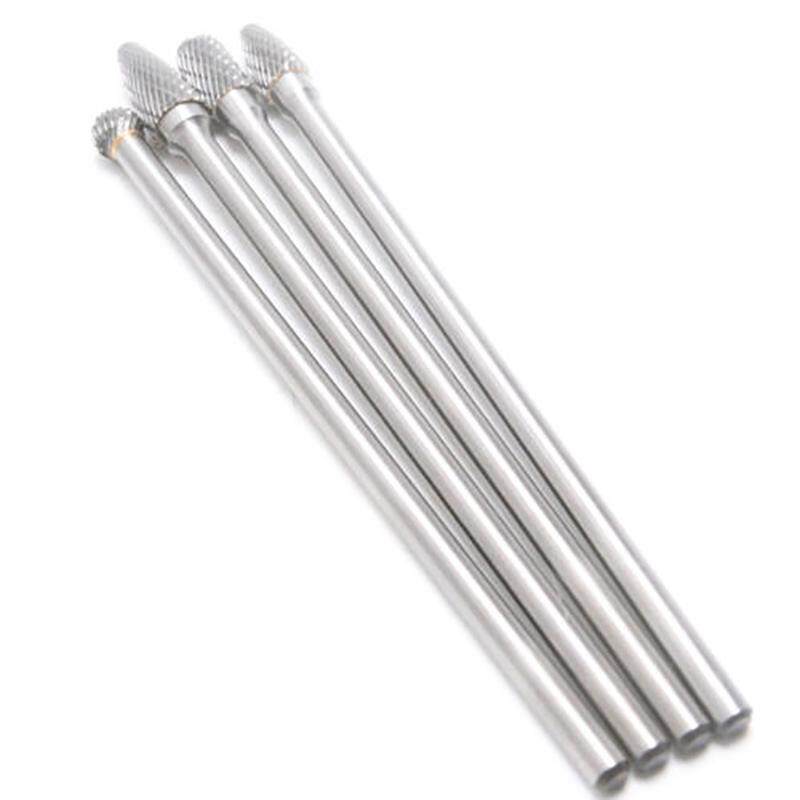 4Pcs 6mm Long Reach Rotary Tool Burr Set Kit Double Cut Tungsten Carbide Bit