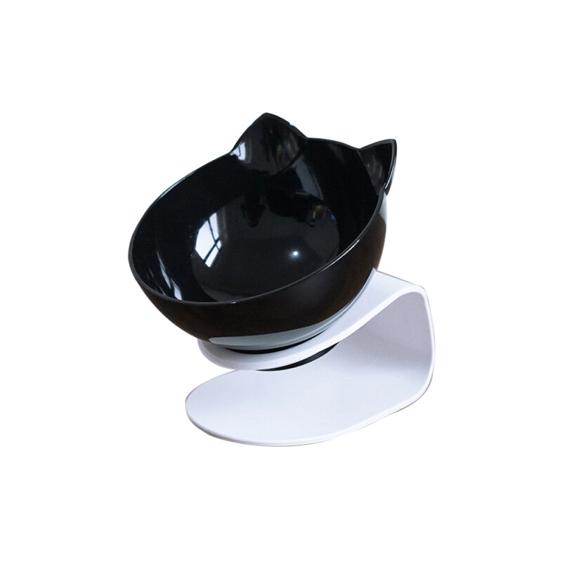Nâng Cao Đứng Nước Bát Trong Suốt Hình Dạng Hoạt Hình Chống Trượt Chó Mèo Pet Pet Đen