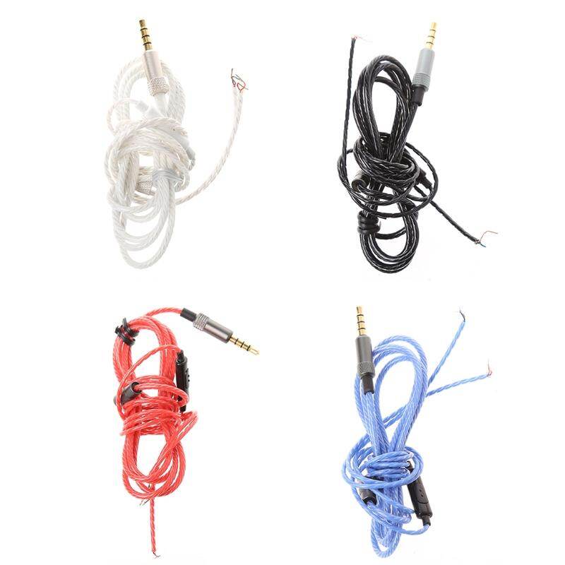 3.5mm Jack DIY Replacement Headphone Audio Cable Maintenance Wire With MIC 1.25m