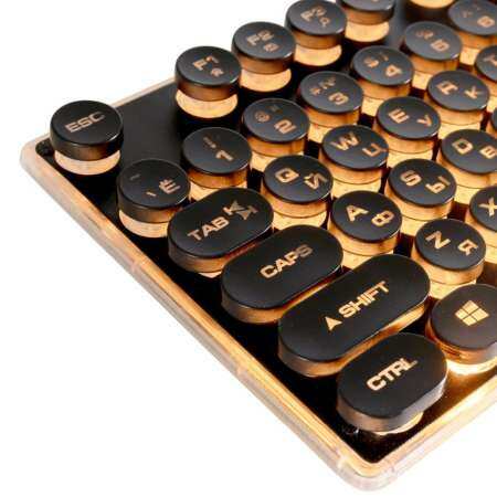 Greatcase Xinmeng Mamba K100 คีย์บอร์ดเล่นเกม Steampunk Retro/Keycap USB สายเรืองแสงแผงโลหะคอมพิวเตอร์แล็ปท็อปแป้นพิมพ์ RU สติกเกอร์