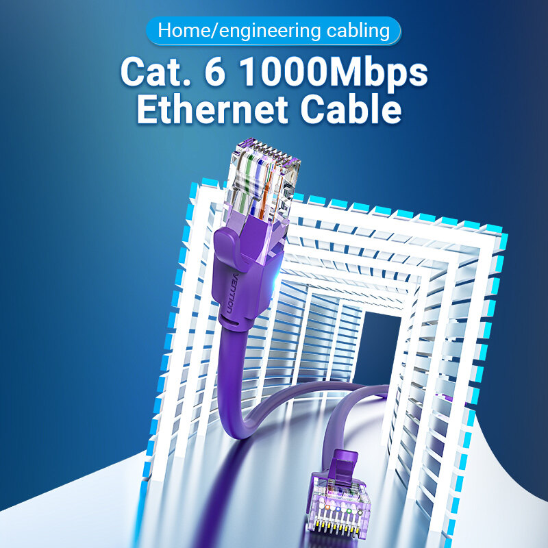 Vention Cat6 Ethernet Cable Gigabit RJ45 Network Wire Lan Cable Plug Connector Unshielded network cable 1m 2m multiple colour for Laptop Router Switch TV Internet Cable Cord Wire