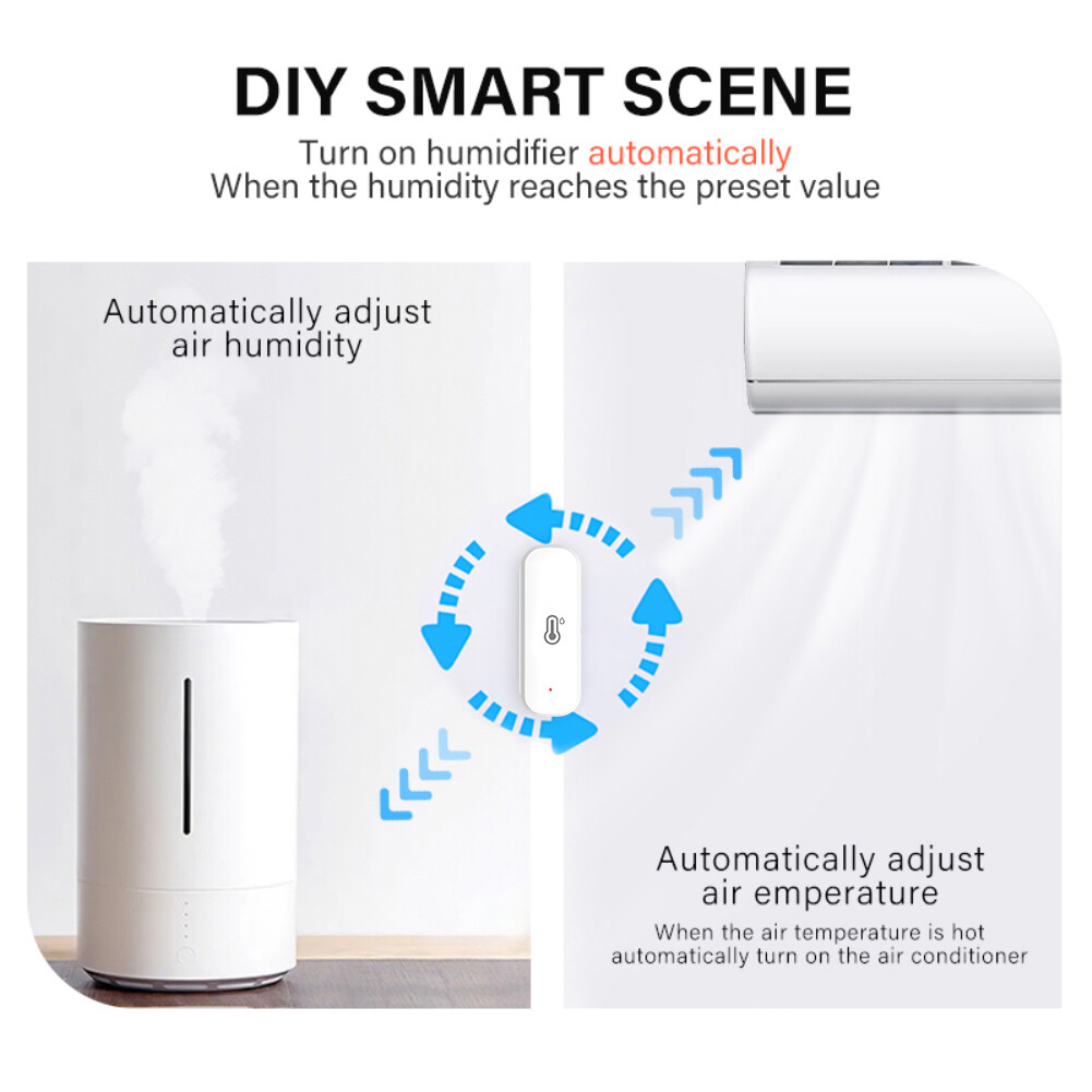 FLEWWER Tuya ZigBee Smart Temperature And Humidity Sensor Battery Powered ZigBee Smart Home Security Work With Alexa Goo-gle Home