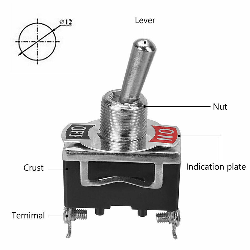 BOKALI, 5 Cái Công Tắc Bật Tắt Chống Nước Mới, Đèn Bảng Điều Khiển Xe Hơi Bật/Tắt 12V Bốt Kim Loại