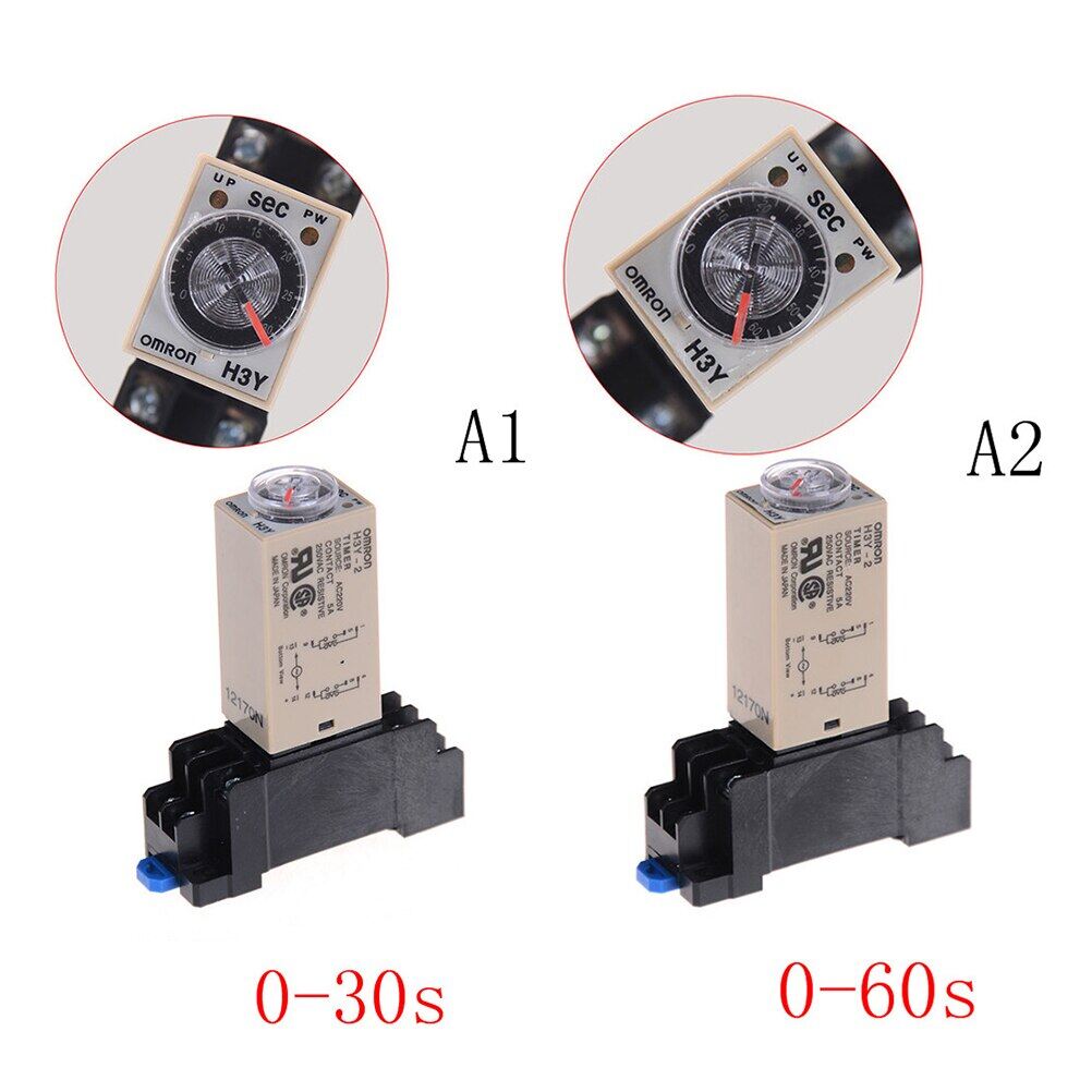 1set H3y-2 Ac 220v Delay Timer Time Relay 0 - 60 Second 0~ 30s With Base High Quality Time Relay With Socket