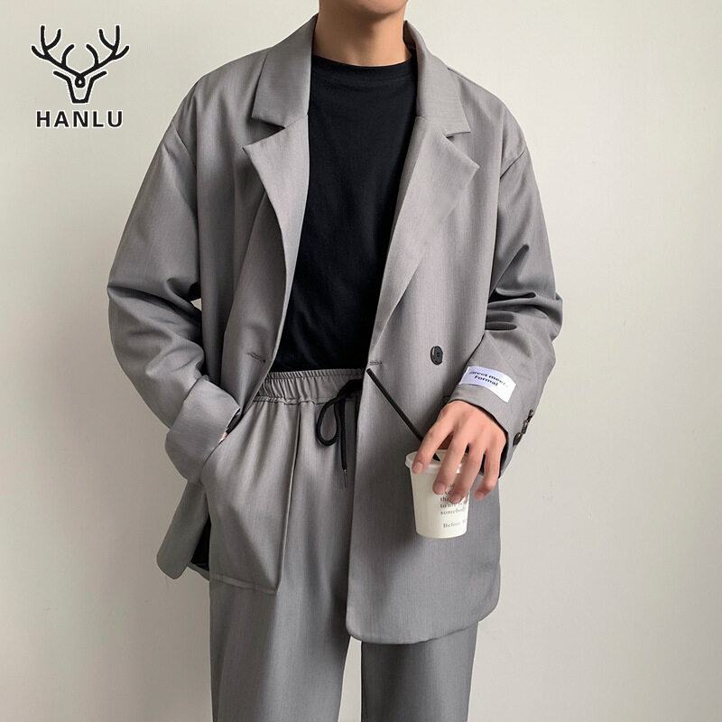 Hanlu Bộ Đồ Nam 2 Món Áo Blazer + Quần Âu Bộ Đồ Thường Ngày Phong Cách Anh Đẹp Trai...