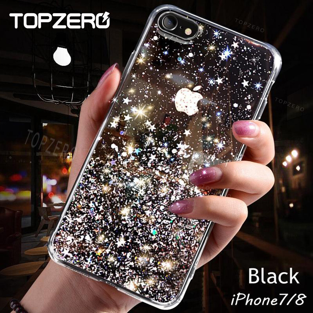 TOPZERO Ốp Lưng Điện Thoại Ngôi Sao Lấp Lánh Sang Trọng Cho iPhone 7 8 Ốp Lưng Silicon Mềm