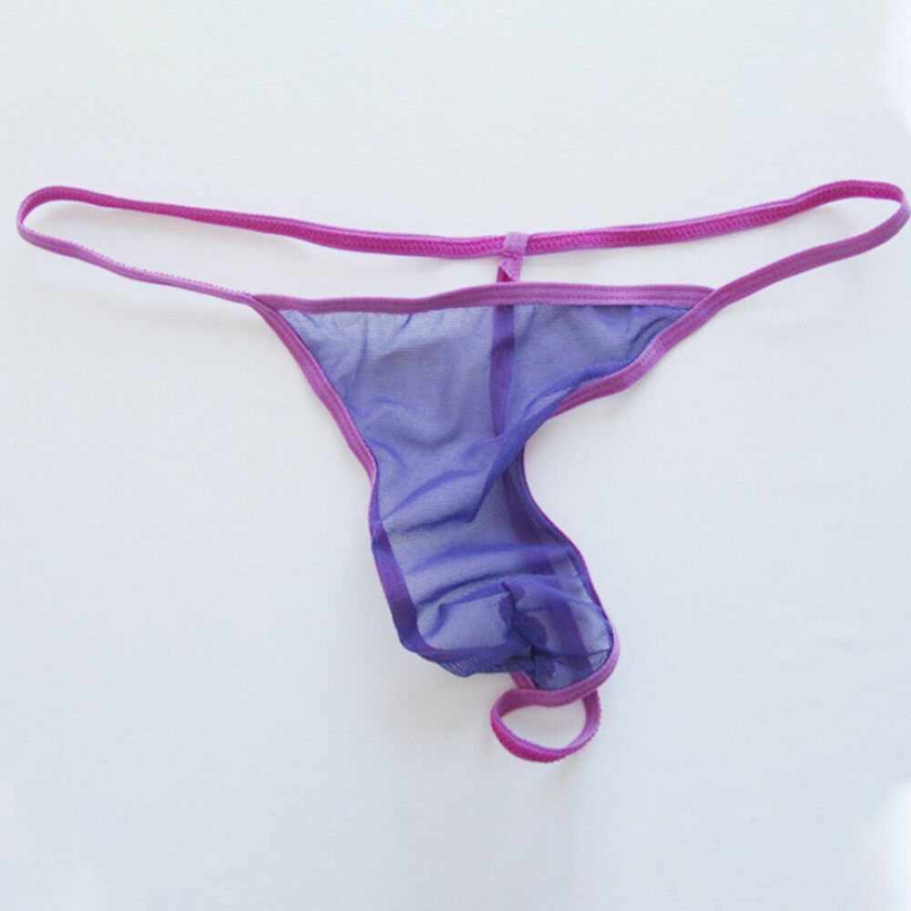 Mrshow Men Liquid Stretch Micro T Hong Underwear See-through Mesh Mini Cut G Strings