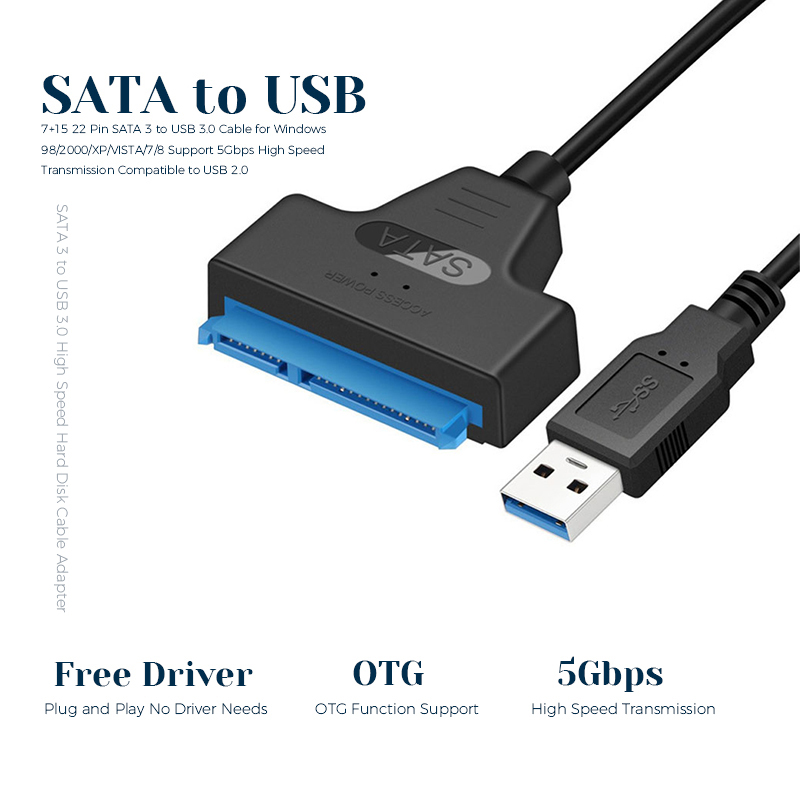 SATA 3 Với USB 3.0/2.0 Cáp 6Gbps Tốc Độ Cao Đĩa Cứng Cáp Adapter Cho 2.5-Inch Bên Ngoài Cứng SSD Ổ Đĩa SATA 22 Pin USB 3.0 Sata III Dây