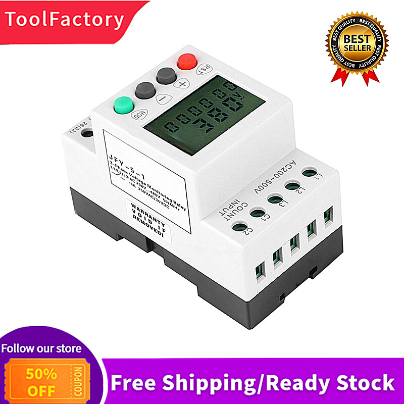 Over Under Voltage Phase Failure LCD Display Protector 3 Phase Voltage Monitor Relay for Pumps Crane Elevator Power Supply Monitor Relay