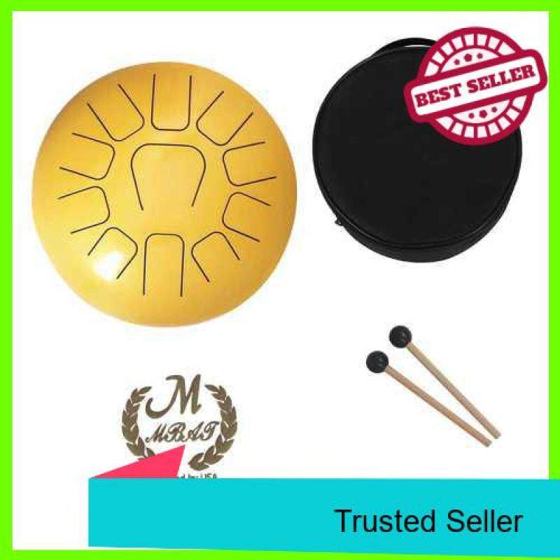 12 Inch Steel Tongue Drum 11-Tone Hand Pan Drum Stainless Steel Percussion Instrument with Drum Mallets Carry Bags Note Sticks (Gold) Malaysia