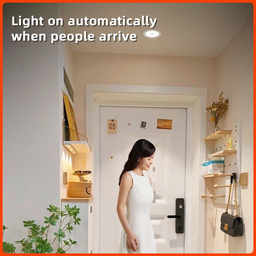 PIR Sensor Motion LED Downlight Night Light Recessed Ceiling Spot Lamp 9W 12W Radar Sensor Downlight Auto On/Off Lighting Bathroom Kitchen Home