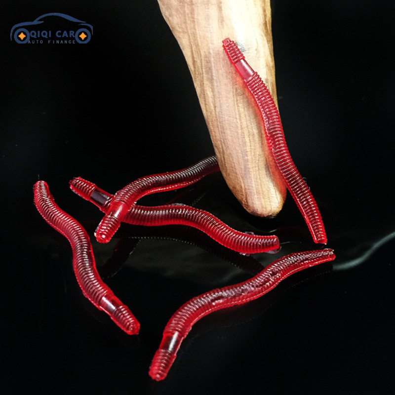 QIQI 80pcs Earthworm Red Worms Soft Fishing Lure Baits