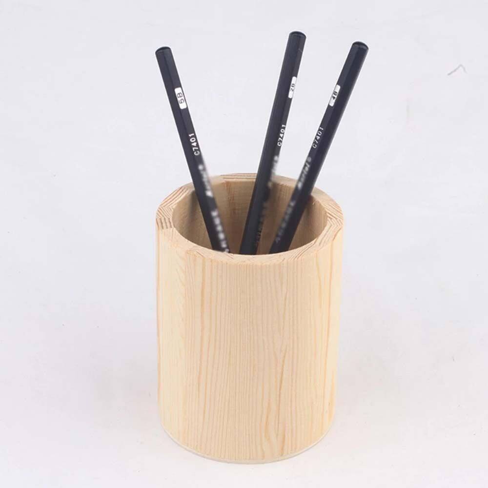 MMLUCK Multifunctional Wooden Desktop Office Organizer Make up Brush Holder for Cosmetics Jewelry Pen Bracket Container Pen Holder Desktop Storage Box Stationery Organizer 1/2 Grid Organizer