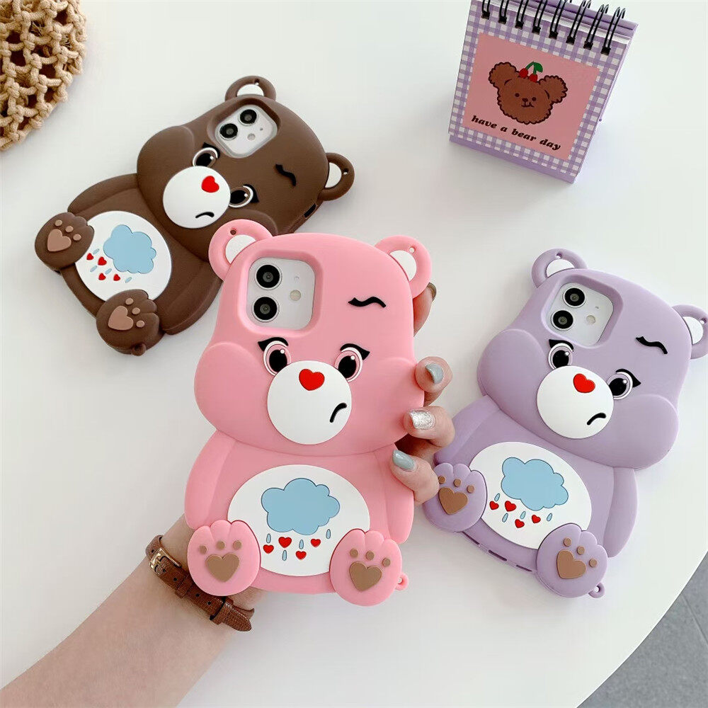 【Che Chở Toàn Bộ】đồ Chơi Giảm Căng Thẳng Giảm Căng Thẳng Ốp Silicon Đẩy, Ốp Lưng Dành Cho iPhone 11 12 Pro 6 6S Plus 7 8 Plus X XS XR XS Max 11 12 Mini Max Ốp Mềm Hình Gấu Cầu Vồng Dễ Thương