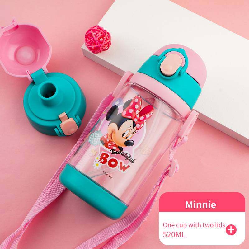 Tumbler for Kids Tritan Plastic Sports Tumbler With 2 Lids BPA-free 520ml Marvel Characters Spiderman Captain America Princess Mickey Sofia Tumbler For Kids Boys Girls
