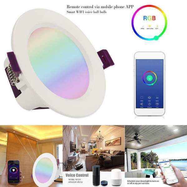 Oobest Âm Thông Minh Điều Khiển Đèn Wifi RGBW 9 W hỗ trợ Alexa Amazon và Google Nhà IEEE tự động hóa Công Tắc Hẹn Giờ LED ánh sáng