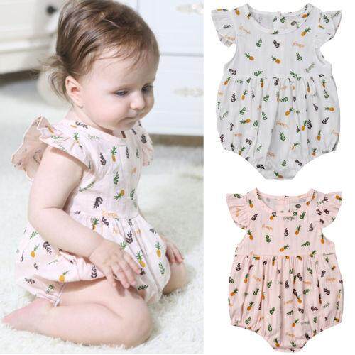 UK Toddler Baby Girl Flamingo Fly Sleeve Romper Outfit Playsuit Bodysuit Clothes
