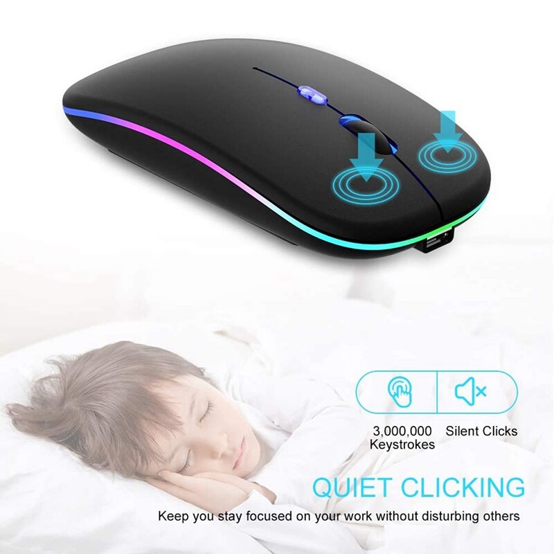 Wireless Mouse Bluetooth 5.1 Rechargeable LED Silent Mouse USB Optical Ergonomic Gaming 2.4G Wireless Backlite