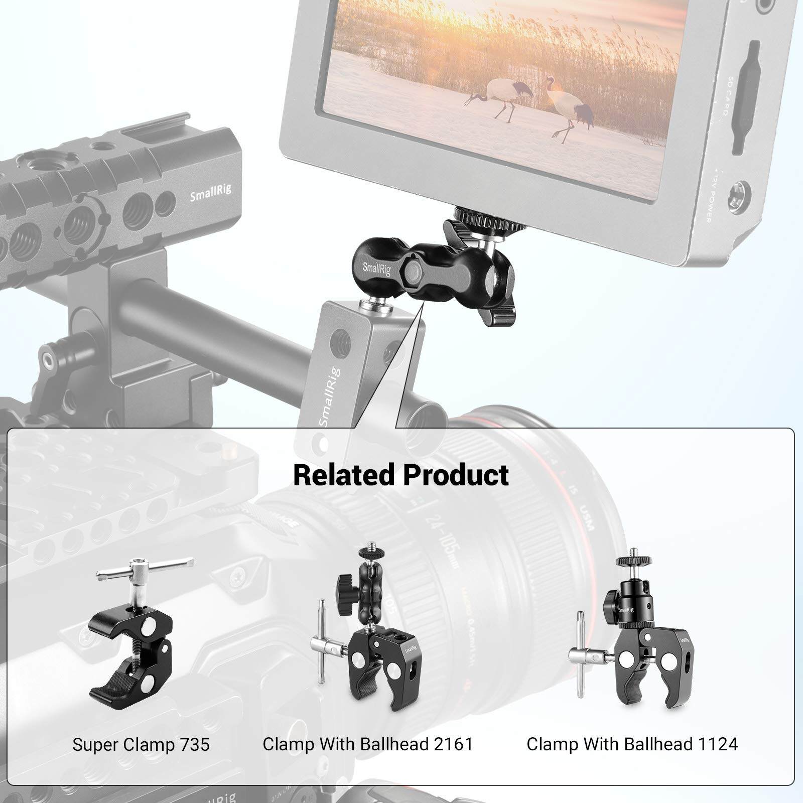 SmallRig Universal Magic Arm với đầu bi nhỏ 1/4 vít (Tải trọng tối đa 1KG) cho màn hình máy ảnh thể thao đèn video (2 chiếc) 2158