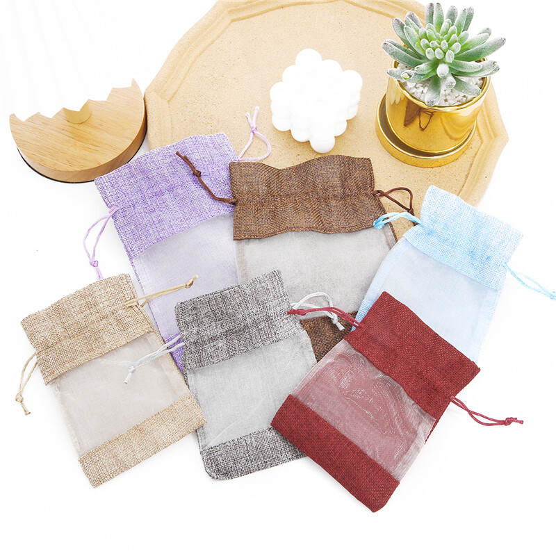 Pouch Drawstring Burlap Christmas Window Jewelry Drawstring Gift Linen Bundle Pocket Jute Sack Candy Gift Storage Food Bag