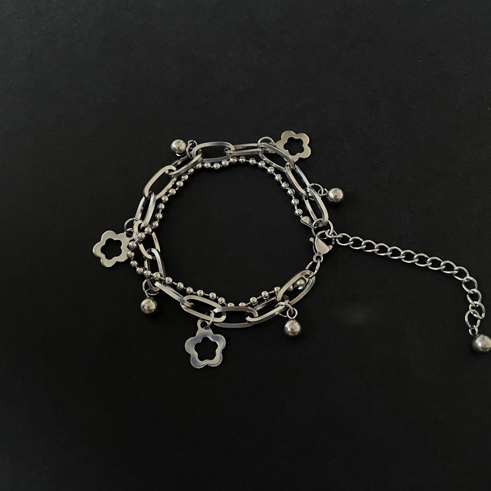 MIAOYA FJSL New Trend Double-layer Bracelet Ladies Hypoallergenic Alloy Material Couple Bracelets Hip-hop Style Jewelry Charms Cool Girl Accessories Bear Heart Smiley Design