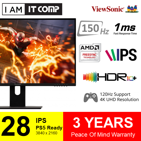 ViewSonic VX28824KP 4K 28 Inch 150Hz UHD Gaming Monitor PS5 Ready