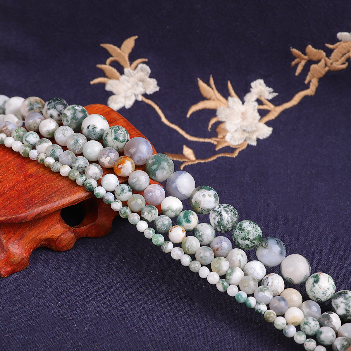 Natural Stone White Moss Agate Beads 4/6/8/10/12MM Round Beads For Jewelry Making DIY Couple Bracelet Necklace