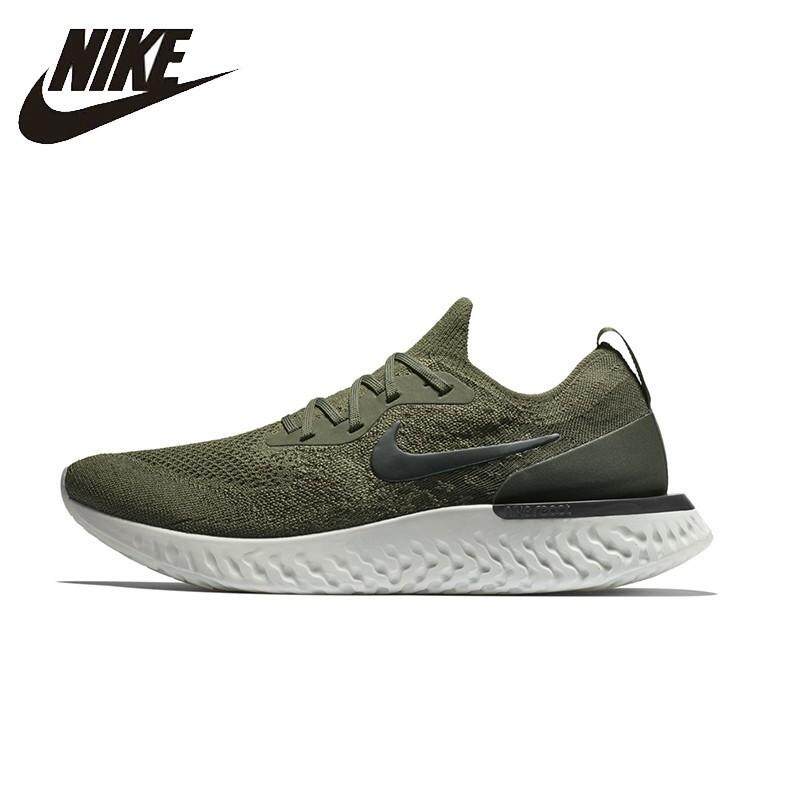 NIKE Epik Bereaksi FLYKNIT Wanita dan Pria Sepatu Lari Dapat Benafas Stabilitas Dukungan Sepatu Kets Olahraga