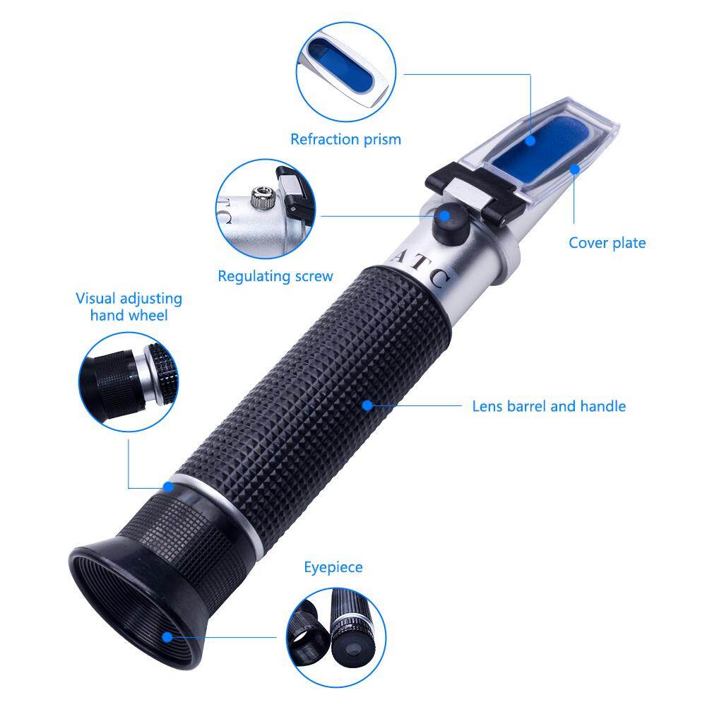 Thiết Kế Khúc Xạ Kế Di Động Yieryi Máy Đo Nồng Độ Cồn Trong Rượu Máy Đo Khúc Xạ Kế ATC 0-80% V/V Kèm Hộp Mới