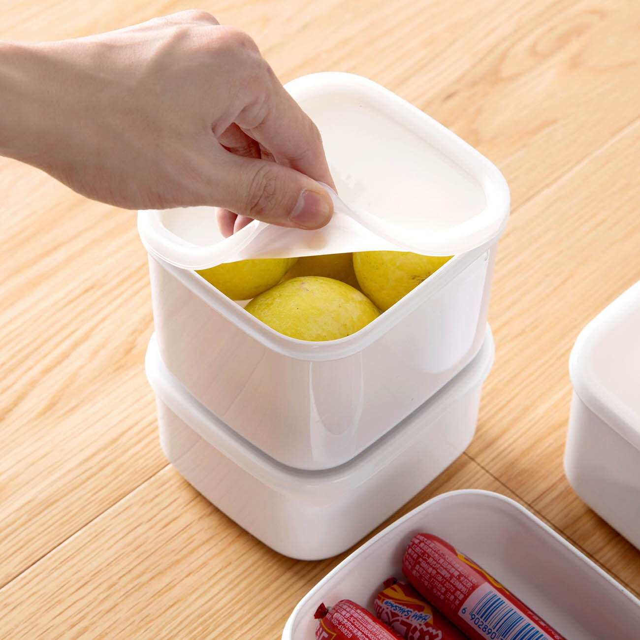 CNMF Plastic Refrigerator Fruit Crisper Microwaveable Bento Box Rectangular Lunch Box Food Storage Box