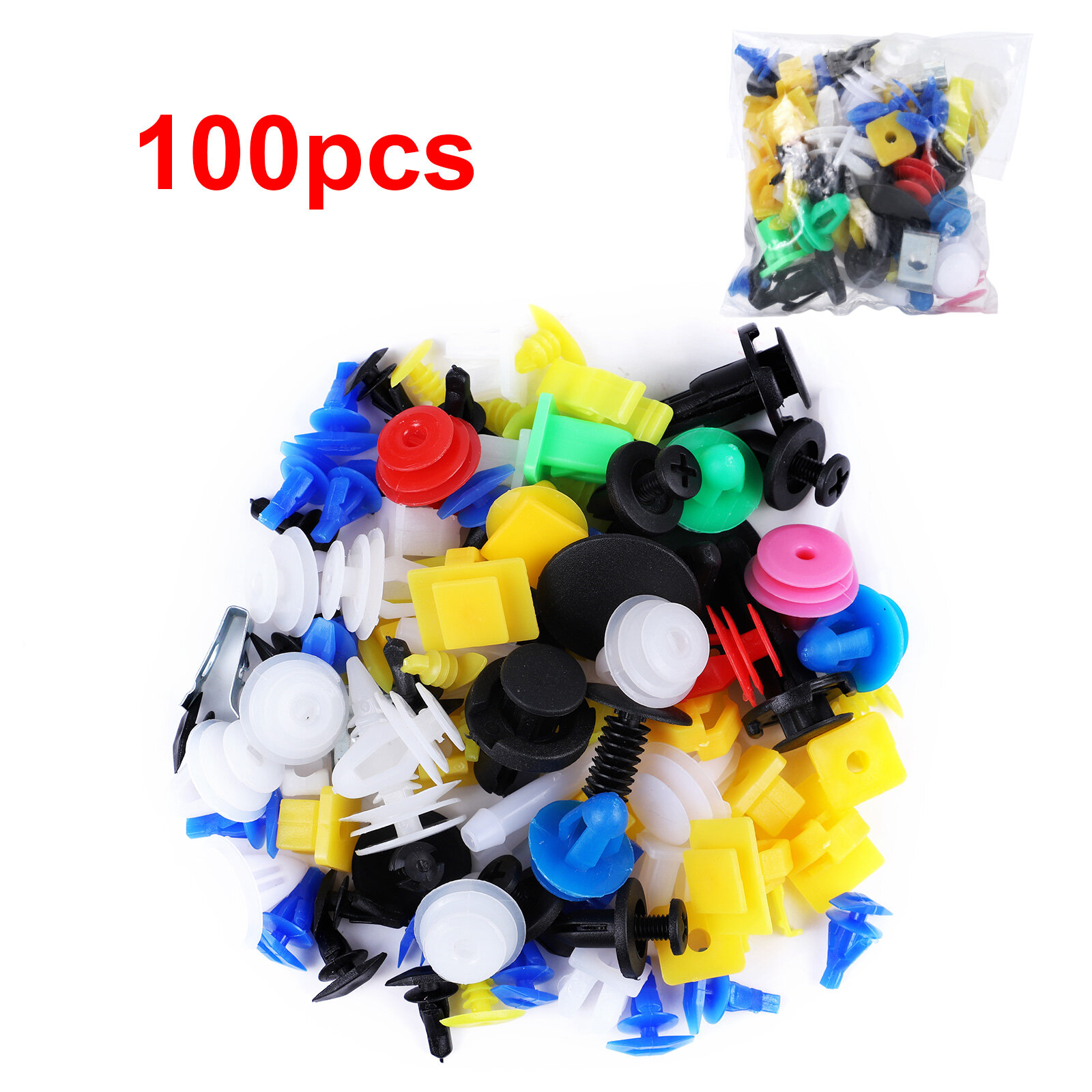 100 Cái/bộ Tấm Chắn Bùn Xe Hơi Chốt Đẩy Đinh Tán Cố Định Chốt Hãm Ô Tô Bằng Nhựa Các Loại Kit