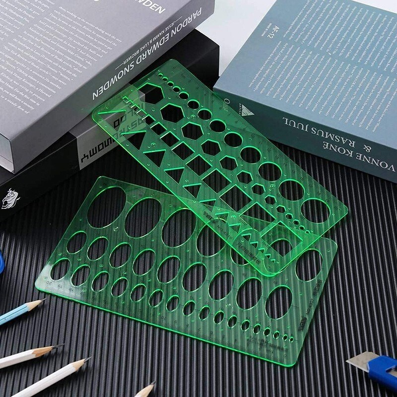 {HAOYA Stationery Store} Double Scale Template Architect Combination Multi Design Stencil Symbols Technical Drawing Rulers
