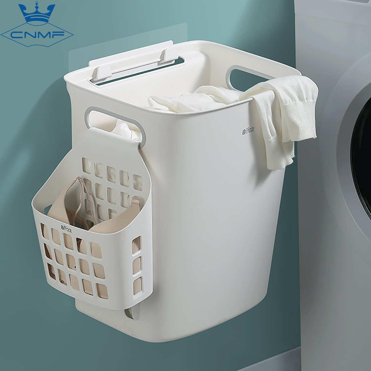 CNMF Wall-Mounted PP Large Capacity Laundry Basket with Handle
